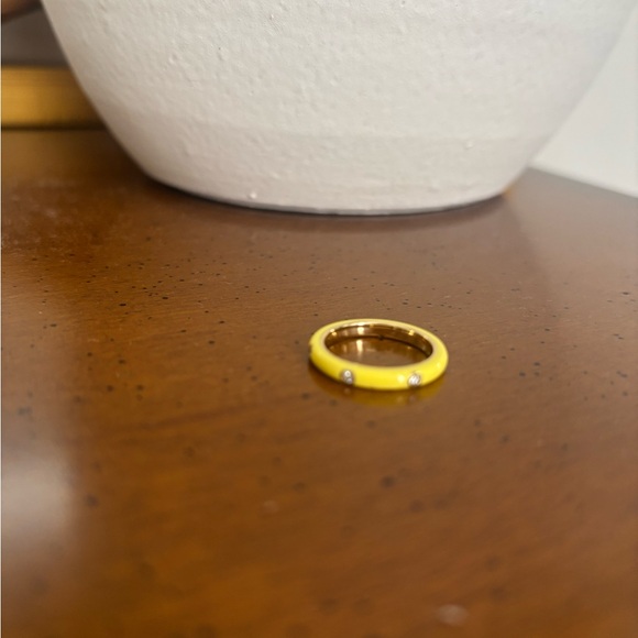 EF Collection 3 Diamond and Yellow Enamel Stack Ring, Size 5 - Picture 3 of 4